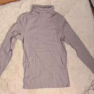 Athleta Gray Striped Turtleneck